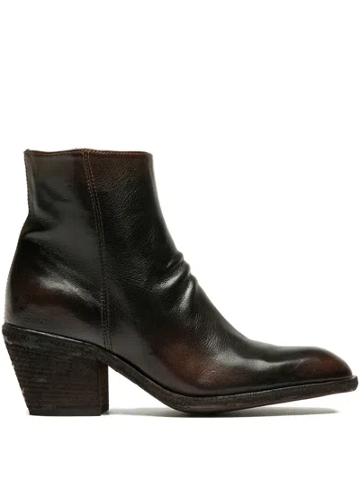 Officine Creative Sydne 008 Zip Leather Boots In Brown