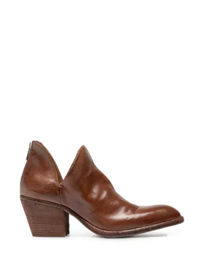 Officine Creative Sydne Leather Ankle Boots In Brown