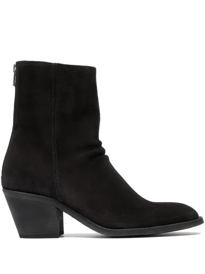 Officine Creative Sydne Zip Suede Boots In Black