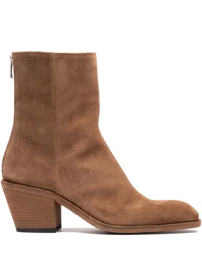 Officine Creative Sydne Zip Suede Boots In Brown