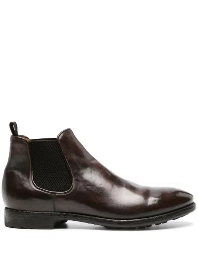 Officine Creative Temple 008 Leather Ankle Boots In Brown
