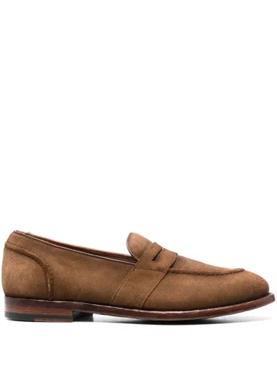 Officine Creative Temple Penny-loafer Aus Wildleder In Brown