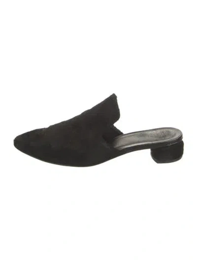 Pre-owned Officine Creative Terry Cloth Mules In Black