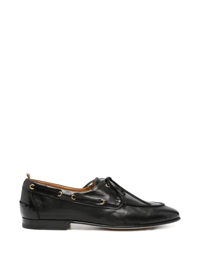 Officine Creative Twist 001 Lace-up Leather Boat Shoes In Black