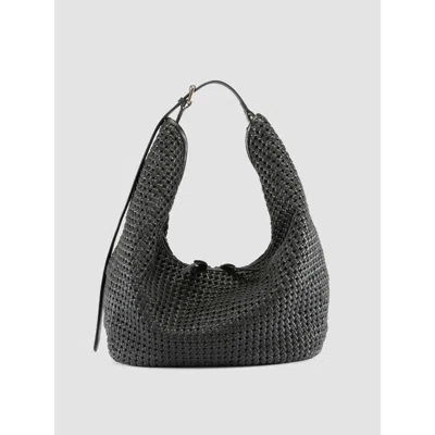 Officine Creative Vicky 002 Hand-woven Shoulder Bag In Black