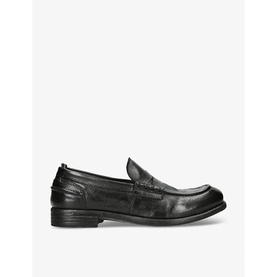 Officine Creative Womens Black Calixte Leather Penny Loafers