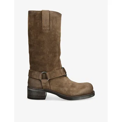 Officine Creative Womens Dana Suede Boots Khaki Eur 37 / 4 Uk
