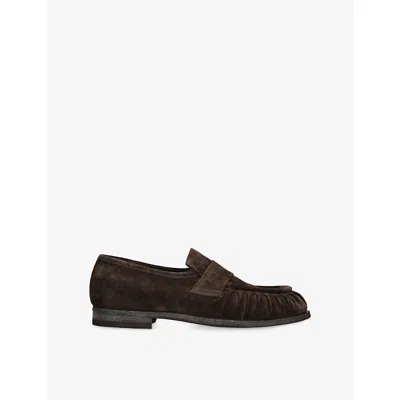 Officine Creative Womens Dark Brown Solitude Suede Loafers Eur 38.5 / 5.5 Uk