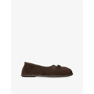 Officine Creative Womens Mid Brown Fontayne 011 Suede Ballet Flats Eur 36 / 3 Uk In Animal Print