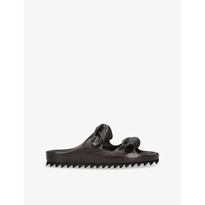 Officine Creative Womens Black Pelagie Two-strap Leather Sandals