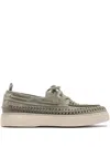 Officine Creative Woven Leather Loafers In Green
