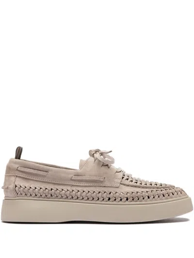 Officine Creative Woven Leather Loafers In Neutral