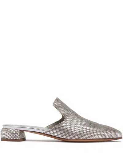 Officine Creative Woven Leather Mules In Gray