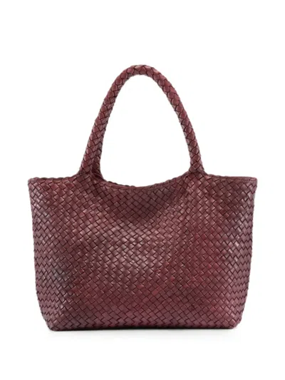 Officine Creative Woven Leather Tote Bag In Burgundy
