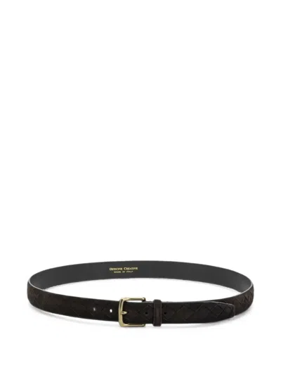 Officine Creative Woven Suede Belt In Brown