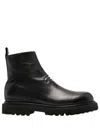 Officine Creative Wrinkled Leather Ankle Boots In Black