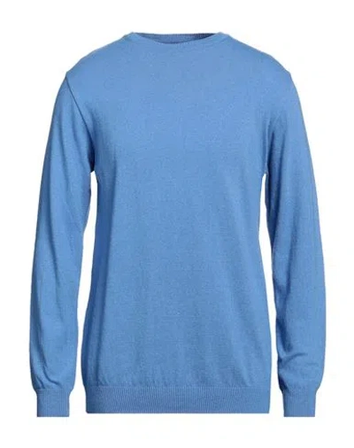 Officine Del Cashmere Man Sweater Azure Size M Viscose, Wool, Polyamide, Cashmere In Blue