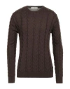 Officine Del Cashmere Man Sweater Dark Brown Size L Merino Wool, Dralon