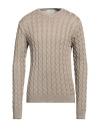 Officine Del Cashmere Man Sweater Khaki Size Xl Merino Wool, Dralon In Beige