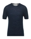 Officine Del Cashmere Man Sweater Midnight Blue Size M Linen, Cotton