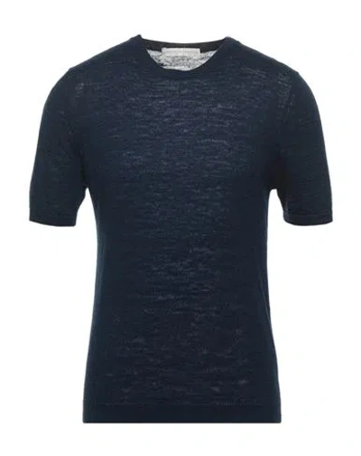 Officine Del Cashmere Man Sweater Midnight Blue Size M Linen, Cotton