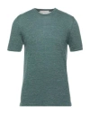Officine Del Cashmere Man Sweater Sage Green Size M Linen, Cotton In Sage Green