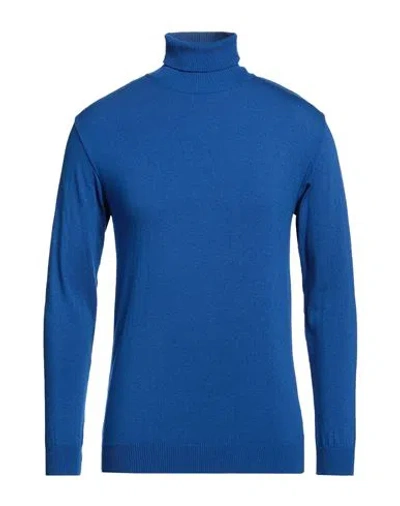 Officine Del Cashmere Man Turtleneck Azure Size Xxl Polyacrylic, Merino Wool, Polyamide, Elastane In Blue