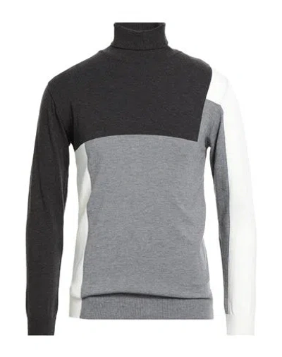 Officine Del Cashmere Man Turtleneck Charcoal Size Xxl Polyacrylic, Merino Wool, Polyamide, Elastane