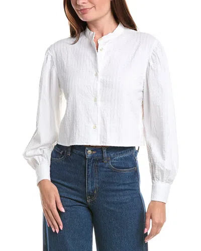 Officine Generale Adeline Texture Stripe Top In White