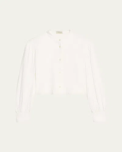 Officine Generale Adeline Textured Long-sleeve Shirt In White