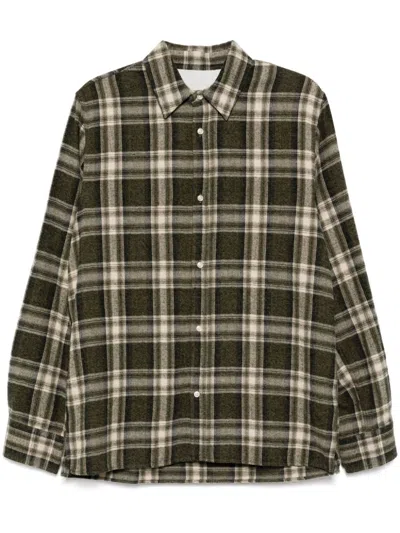 Officine Generale Alex Checked Herringbone Cotton Shirt In Green