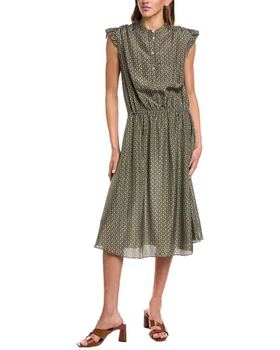 Officine Generale Alexane Silk Midi Dress In Metallic