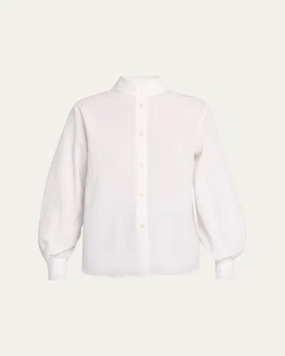 Officine Generale Alison Seersucker Button-front Shirt In White