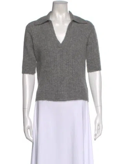 Pre-owned Officine Generale Alpaca V-neck Sweater In Grey