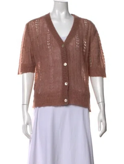 Pre-owned Officine Generale Alpaca V-neck Sweater W/ Tags In Pink