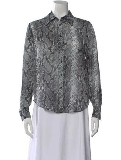 Pre-owned Officine Generale Animal Print Long Sleeve Blouse In Multi