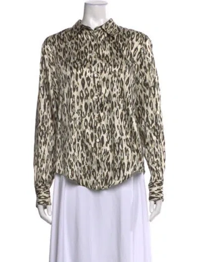 Pre-owned Officine Generale Animal Print Long Sleeve Blouse In Neutrals