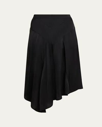 Officine Generale Anisea Flared Asymmetric Midi Skirt In Black