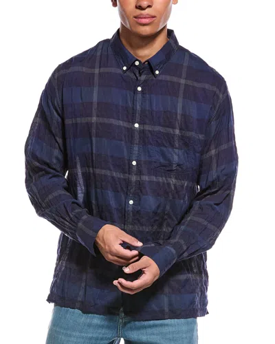 Officine Generale Arsene Seersucker Shirt In Blue