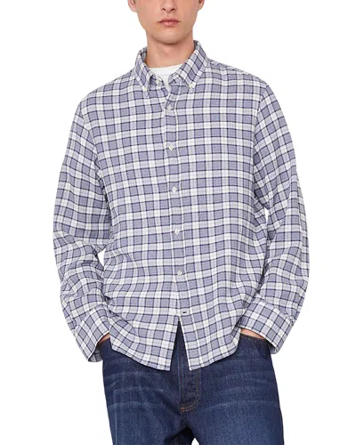 Officine Generale Arsene Checked Cotton-blend Shirt In Blue