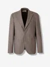 Officine Generale Virgin-wool Single-breasted Blazer In Brown