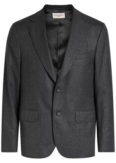 Officine Generale Button Single-breasted Wool Blazer In Gray