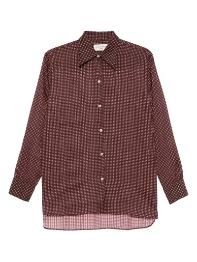 Officine Generale Geometric-print Shirt In Burgundy