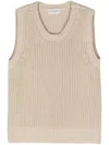Officine Generale Crew-neck Cotton Vest In Grey