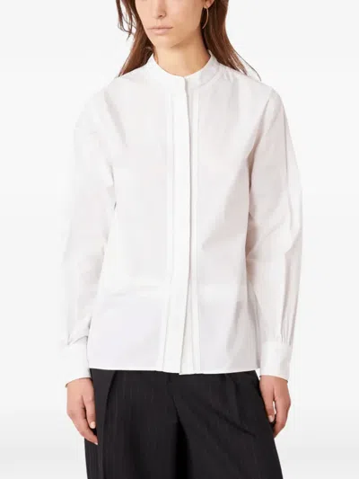 Officine Generale Band-collar Pleated Shirt In White