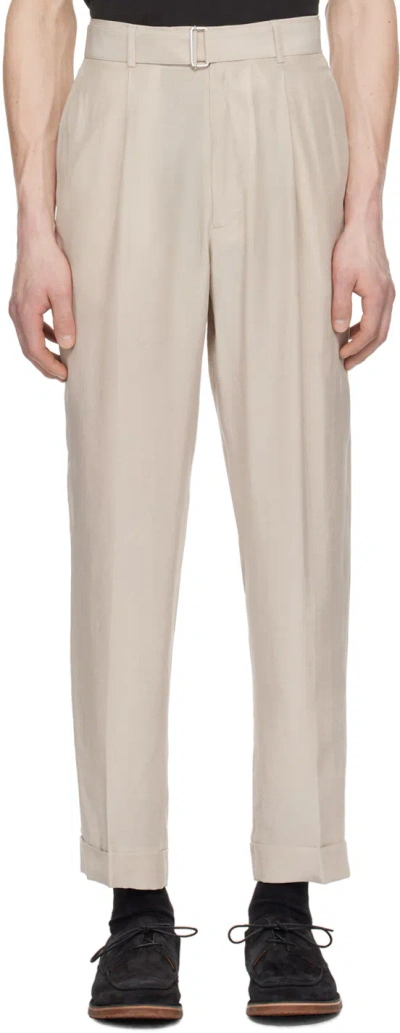 Officine Generale Beige Hugo Trousers In Burnt Sand