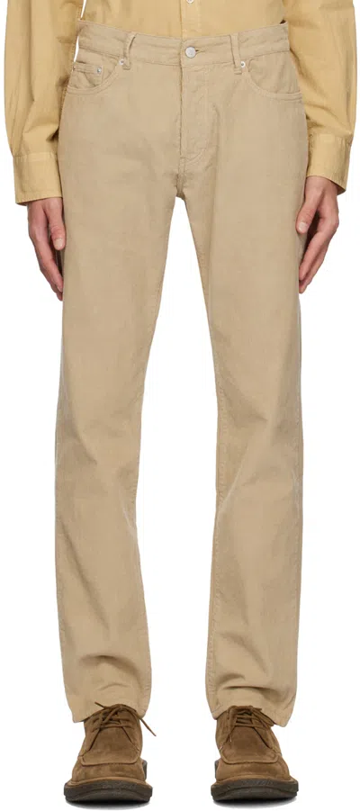 Officine Generale Beige James Trousers In Almond Beige