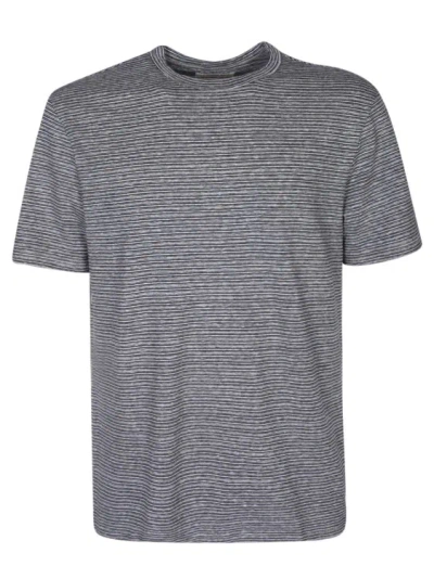 Officine Generale Striped Cotton And Linen-blend T-shirt In Beige