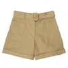 Officine Generale Beige Mid-waisted Shorts With Removable Belt