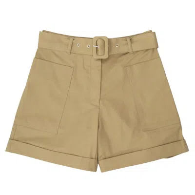 Officine Generale Beige Mid-waisted Shorts With Removable Belt